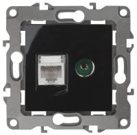 ЭРА 12-3110-06 Чёрный Розетка комбинированная RJ45+TV, IP20, 12