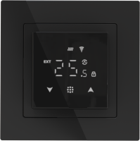 Donel Термостат с датчиком пола, программируемый с Wi-Fi , 16 A, 45*45 мм. черное стекло, серия DTEF