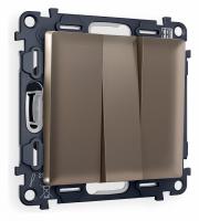 Комплект механизма 3-клавишного выключателя ALFA MA635010 Темная бронза матовый QUANT