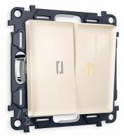 Комплект механизма 2-клавишного проходного выключателя с подсветкой 3200K ALFA MA304030 Бежевый глянец QUANT