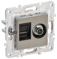 IEK SKANDY Никель Розетка двойная TV+RJ45 кат.5E SK-A14N