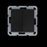 Jasmart Выключатель двухклавишный проходной 10A 250V~ с накладкой, цвет Антрацит