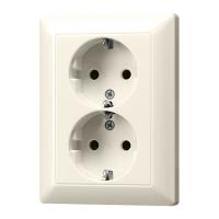 JUNG DIY EcoProfi Бежевая Розетка 2-ая с/з литая (моноблок)
