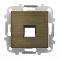 ABB SKY Античная латунь Накладка для 1‐го суппорта/разъёма типа 2017... или 2018..., со шторками и полем для надписи