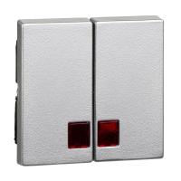 SE Merten SM Алюминий Две клавиши с красным прямоугольным окошком для световой индикации