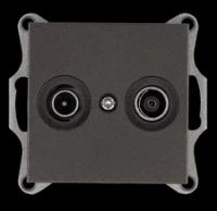 Jasmart Розетка TV+FM Φ9.5mm проходная с накладкой, цвет Мокко