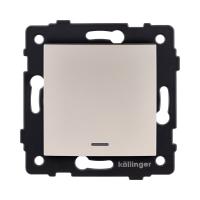 Выключатель 1-клавишный перекрестный 10А/250В с LED подсветкой, изогнутый, золотой Kollinger REA-R-015GD для Aspekt, Eleganz, Reflex