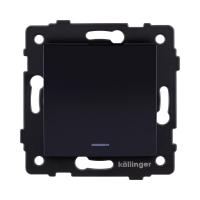 Выключатель 1-клавишный перекрестный 10А/250В с LED подсветкой, изогнутый, черный Kollinger REA-R-015BK для Aspekt, Eleganz, Reflex