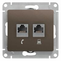 SE Glossa Шоколад Мех Розетка 2-ая RJ11+RJ45, кат.5E