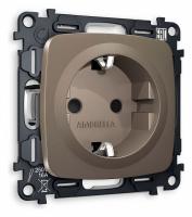 Комплект механизма электрической розетки OMEGA MO637010 Темная бронза матовый с заземлением и шторками 2P+E 16A-250V QUANT