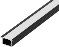 Donel Встраиваемый алюминиевый профиль, 21х10х2000мм. В комплекте матовый экран, 4 торцевые заглушки, 4 крепежа, черный RAL9005, DN18M2110B2Set