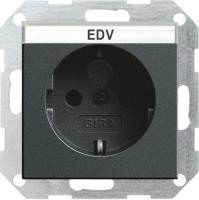 Gira S-55 Антрацит Розетка с/з с затвором (shutter), символом  и полем для надписи