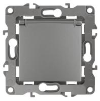 ЭРА 12-2103-12 Розетка 2P+E Schuko со шторками с крышкой, 16A-250В, IP20, 12, Графит