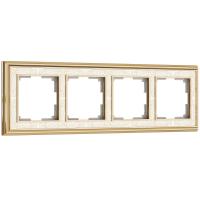 Рамка на 4 поста (золото/белый) W0041429