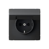 Systeme Electric ArtGallery Карбон Розетка с заземл. со шторк. с крышк., 16А, IP20,  механизм, быстрозажим. клем.