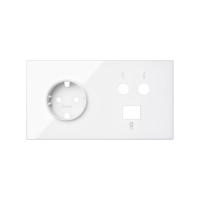 Simon 100 Белый глянец Кит 2 поста, фронт. Накладка на 1 розетку Schuko + 1 розетку TV + 1 розетку RJ45