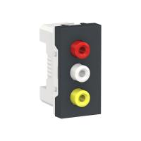 SE Unica Modular Антрацит Розетка 3 RCA, 2 модуля