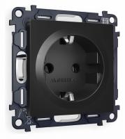 Комплект механизма электрической розетки ALFA MA806010 Черный матовый с заземлением на винтовых зажимах 2P+E 16A-250V QUANT
