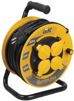 IEK INDUSTRIAL PLUS Катушка УК30 с т/з 4 места 2Р+PЕ/30метров 3х1,5мм2 IP44 Industrial plus