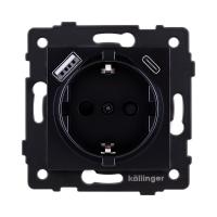 Розетка штепсельная SCHUKO 16A/250 В с USB A+C 20W, черный Kollinger REA-004BK для Aspekt, Eleganz, Reflex