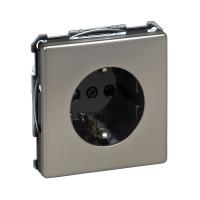 SE Merten SD Сталь Розетка с/з с защитными шторками, безвинт.зажим