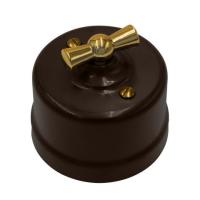 BIRONI Лизетта Пластик Коричневый Выключатель перекрестный 1-кл, ручка Золото