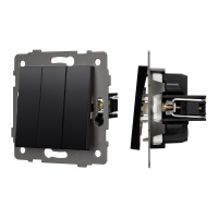 Arlight Механизм выключателя трехклавишный непроходной SWT-MK03-PL-BK-V (250V, 10A) (-)