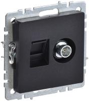 IEK BRITE Роз. двойная TV+RJ45 кат.5E РТВ/РК12-БрЧ черн.