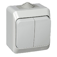 SE Этюд наруж Серый Выключатель 2-клавишный IP44