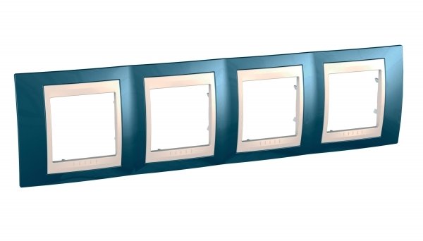 Schneider Electric Unica Хамелеон Голубой лед/Беж Рамка 4-ая горизонтальная