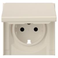 Лицевая панель для розетки 2к+з с крышкой, кремовый сатин (35634 MC)