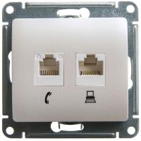 SE Glossa Перламутр Розетка 2-ая RJ11+RJ45, кат.5E