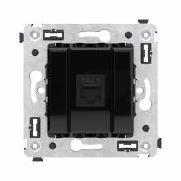 DKC Avanti Компьютерная розетка RJ-45 без шторки в стену, кат.6 одинарная, Черный квадрат