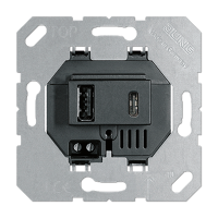 JUNG USB-зарядное устройство, USB тип А + USB тип С, выходной ток 3000 mA черный универсальные встраиваемые механизмы