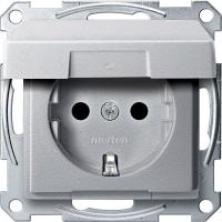 SE Merten SM Алюминий Розетка с/з с защитными шторками с крышкой безвинт. зажим