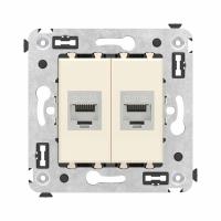 DKC Avanti Компьютерная розетка RJ-45 без шторки в стену, кат.6А двойная экранированная, Ванильная дымка