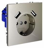Розетка встраиваемая VOLTUM S70 с заземлением и защитными шторками, 16А, с USB, A+A, (шелк) Розетка встраиваемая VOLTUM S70 с заземлением и защитными шторками, 16А, с USB, A+A, (шелк)
