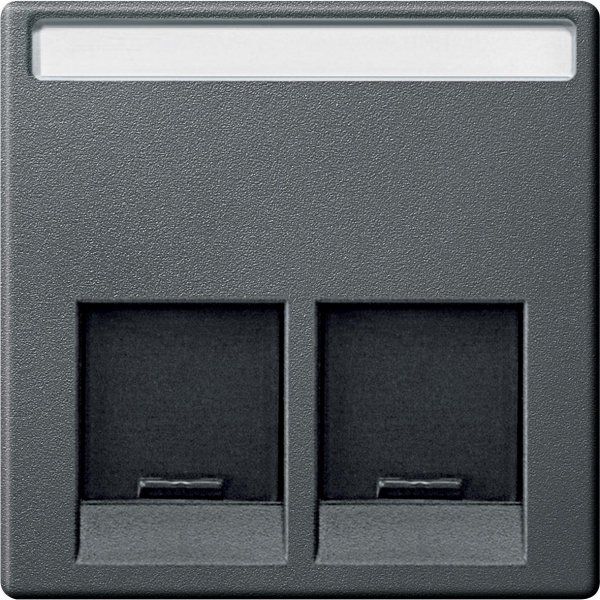 SE Merten SM Антрацит Накладка розетки ТЛФ/комп 2-ой прямой