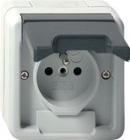 Gira Розетка с заземляющим штифтом и с затвором (shutter) и символом