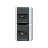 JUNG Двойная горизонтальная SCHUKO розетка IP44 16A 250V~, защита от детей