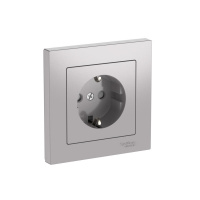 Systeme Electric AtlasDesign Алюминий Розетка с заземлением со шторками, 16А, в сборе, быстрозажим. клем.