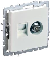 IEK BRITE Розетка двойная TV+RJ45 кат.5E РТВ/РК12-БрЖ жемчужная