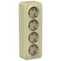 SE Blanca наруж Беж Розетка 4-ая с/з со шторками, изолир. пластина 16А, 250В