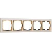 Рамка из поликарбоната на 5 постов Snabb слоновая кость/золото W0051932