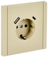 IEK FORTE&PIANO Ваниль Розетка с/з со шт винтовое крепление 16А USB A+C 18Вт FP447