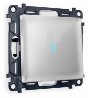 Комплект механизма 1-клавишного проходного выключателя с подсветкой 10000K ALFA MA402040 Серебро глянец QUANT