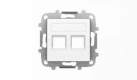 ABB SKY Альпийский белый Накладка для 2-х суппортов/разъёмов типа 2017... и/или 2018..., со шторками и полем для надписи