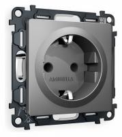 Комплект механизма электрической розетки ALFA MA657010 Антрацит серый с заземлением и шторками 2P+E 16A-250V QUANT