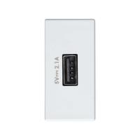 Simon 27  Белый  Зарядное устройство USB узкое 2.1А 230В~