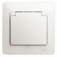 SE Glossa Перламутр Розетка с/з со шторками с крышкой, 16А, IP20 (в сборе)
